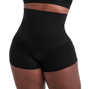 Shapermint Essentials Women's High Waisted Shaper Boy Shorts, Black, Large
